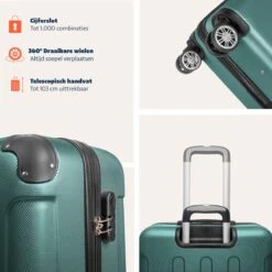 TRVLMORE Koffer - Handbagage - 54x36x20cm - 38L - Donkergroen -Optimaal Reisopslag Winkel 1200x1200 170