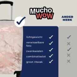 MuchoWow® Koffer - Marmer - Roze - Luxe - Marmerlook - Glitter - Design - Past Binnen 55x40x20 Cm En 55x35x25 Cm - Handbagage - Trolley - Fotokoffer - Cabin Size - Print -Optimaal Reisopslag Winkel 1200x1200 185