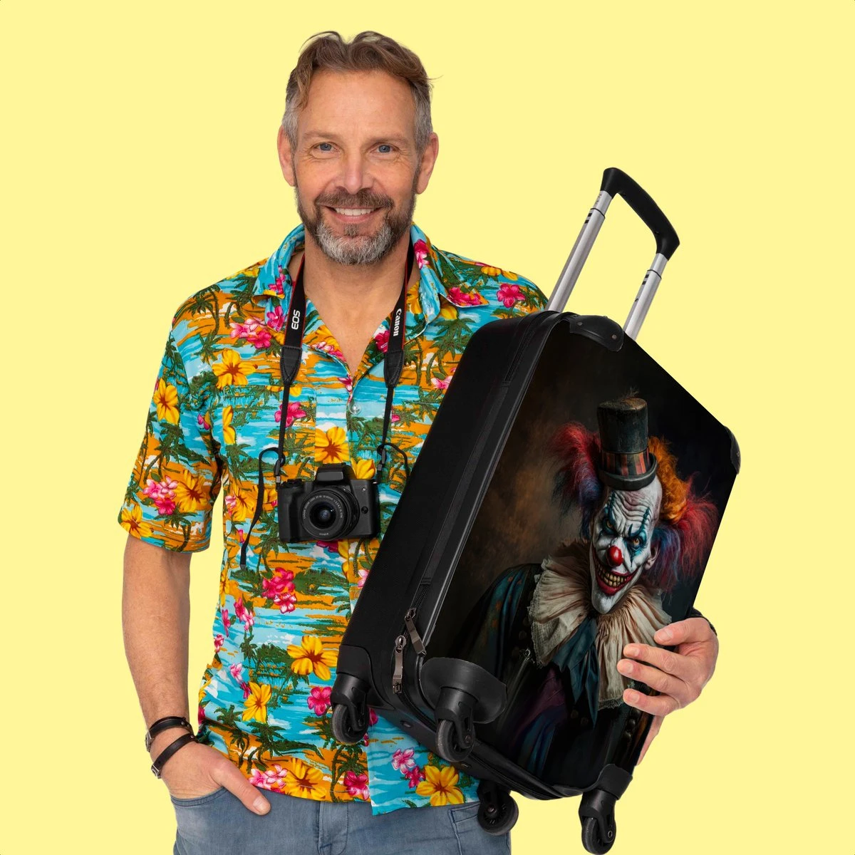 NoBoringSuitcases.com® Trolley - Reiskoffers - Clown - Hoed - Kraag - Portret - Horror - Trolley op wieltjes - Past binnen 55x40x20 cm en 55x35x25 cm - Koffertje - Handbagagekoffer NoBoringSuitcases.com® Trolley - Reiskoffers - Clown - Hoed - Kraag - Portret - Horror - Trolley Op Wieltjes - Past Binnen 55x40x20 Cm En 55x35x25 Cm - Koffertje - Handbagagekoffer -Optimaal Reisopslag Winkel 1200x1200 286