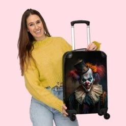 NoBoringSuitcases.com® Trolley - Reiskoffers - Clown - Hoed - Kraag - Portret - Horror - Trolley Op Wieltjes - Past Binnen 55x40x20 Cm En 55x35x25 Cm - Koffertje - Handbagagekoffer 8 NoBoringSuitcases.com® Trolley - Reiskoffers - Clown - Hoed - Kraag - Portret - Horror - Trolley Op Wieltjes - Past Binnen 55x40x20 Cm En 55x35x25 Cm - Koffertje - Handbagagekoffer -Optimaal Reisopslag Winkel 1200x1200 287