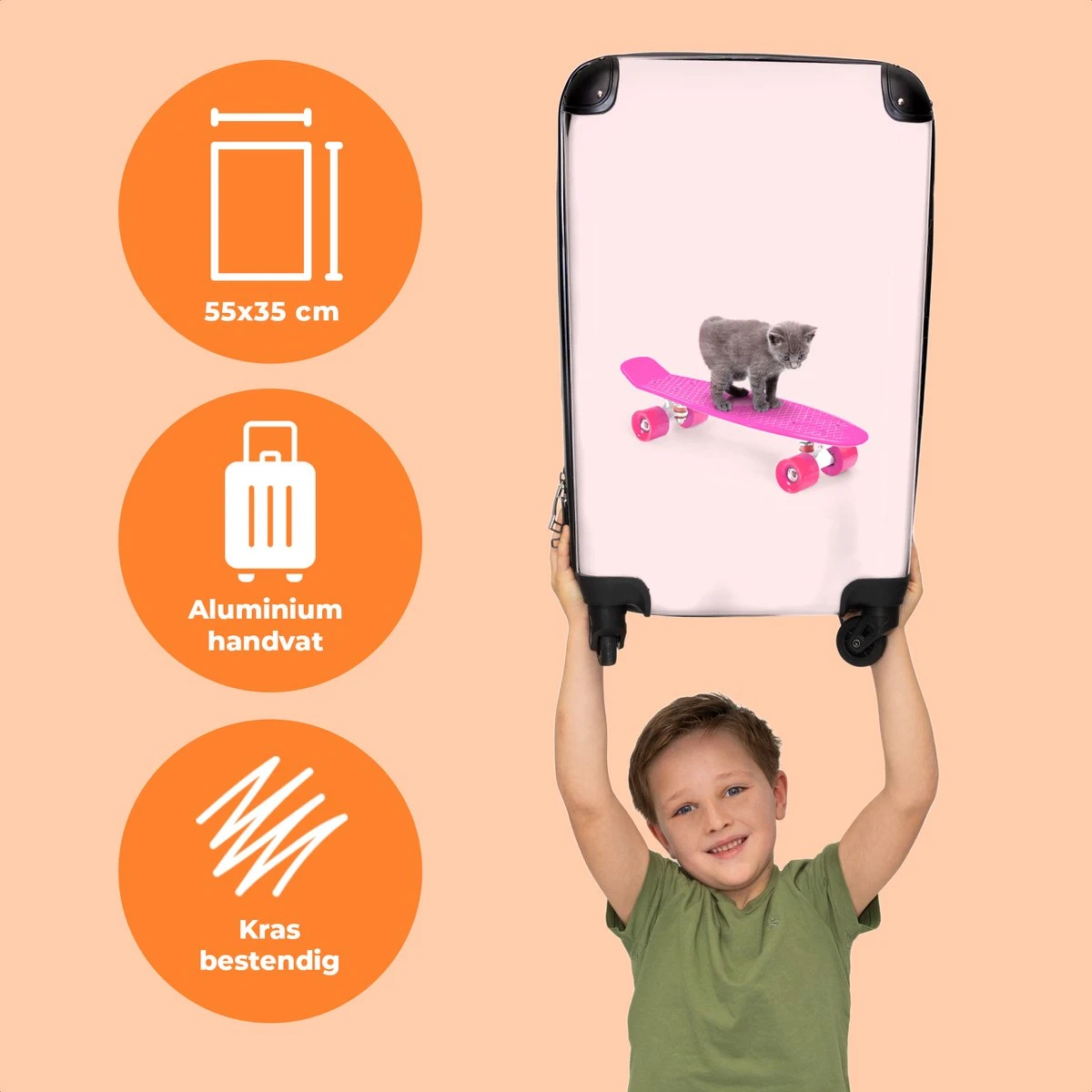 NoBoringSuitcases.com® Kinderkoffer - Handbagage kinderen - Kitten - Skateboard - Roze - Meisjes - Kinderen - Trollet op wieltjes - Past binnen 55x40x20 cm en 55x35x25 cm - Koffer meisje NoBoringSuitcases.com® Kinderkoffer - Handbagage Kinderen - Kitten - Skateboard - Roze - Meisjes - Kinderen - Trollet Op Wieltjes - Past Binnen 55x40x20 Cm En 55x35x25 Cm - Koffer Meisje -Optimaal Reisopslag Winkel 1200x1200 428