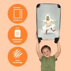 NoBoringSuitcases.com® Koffer - IJsbeer - Rok - Wit - Portret - Dieren - Trolley Op Wieltjes - Reiskoffer - Past Binnen 55x40x20 Cm En 55x35x25 Cm - Fotokoffer -Optimaal Reisopslag Winkel 1200x1200 498