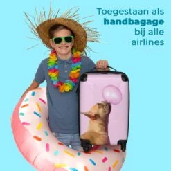 NoBoringSuitcases.com® Kinderkoffer - Hond - Dieren - Kauwgom - Roze - Kinderen - Trolley Kinderen - Past Binnen 55x40x20 Cm En 55x35x25 Cm - Reiskoffer Met Wielen - Koffertje -Optimaal Reisopslag Winkel 1200x1200 542
