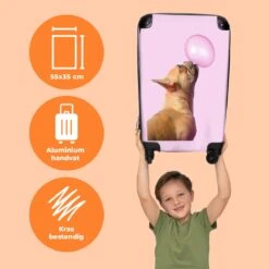 NoBoringSuitcases.com® Kinderkoffer - Hond - Dieren - Kauwgom - Roze - Kinderen - Trolley Kinderen - Past Binnen 55x40x20 Cm En 55x35x25 Cm - Reiskoffer Met Wielen - Koffertje -Optimaal Reisopslag Winkel 1200x1200 547