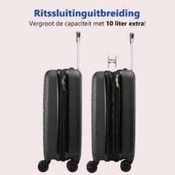 CabinMax Velocity Handbagage Koffer - Uitbreidbaar Trolley 44L - Harde Reiskoffer - 55x40x20/25 Cm - Lichtgewicht - Groot Capaciteit - Zwart -Optimaal Reisopslag Winkel 1200x1200 559