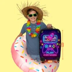 NoBoringSuitcases.com® Koffer Groot - Gaming - Console - Neon - Jongens - Trolley Koffer Met TSA-slot - Met Wielen - 90 Liter - Reiskoffer - 66 Cm -Optimaal Reisopslag Winkel 1200x1200 628