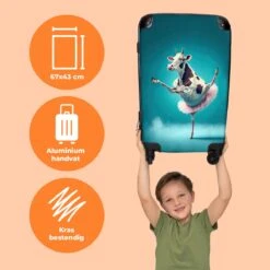 NoBoringSuitcases.com® Koffer Groot - Koe - Ballet - Portret - Blauw - Dieren - Trolley Koffer Met TSA-slot - Met Wielen - 90 Liter - Reiskoffer - 66 Cm -Optimaal Reisopslag Winkel 1200x1200 64