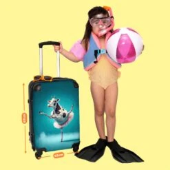 NoBoringSuitcases.com® Koffer Groot - Koe - Ballet - Portret - Blauw - Dieren - Trolley Koffer Met TSA-slot - Met Wielen - 90 Liter - Reiskoffer - 66 Cm -Optimaal Reisopslag Winkel 1200x1200 67