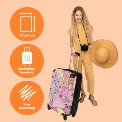 NoBoringSuitcases.com® Koffer Groot - Roze - Eenhoorn - Skateboard - Tekening - Trolley Koffer Met TSA-slot - Met Wielen - 90 Liter - Reiskoffer - 66 Cm -Optimaal Reisopslag Winkel 1200x1200 877