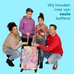 NoBoringSuitcases.com® Koffer Groot - Roze - Eenhoorn - Skateboard - Tekening - Trolley Koffer Met TSA-slot - Met Wielen - 90 Liter - Reiskoffer - 66 Cm -Optimaal Reisopslag Winkel 1200x1200 879