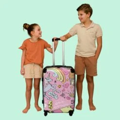 NoBoringSuitcases.com® Koffer Groot - Roze - Eenhoorn - Skateboard - Tekening - Trolley Koffer Met TSA-slot - Met Wielen - 90 Liter - Reiskoffer - 66 Cm -Optimaal Reisopslag Winkel 1200x1200 881