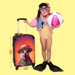 NoBoringSuitcases.com® Koffer Groot - Meerkat - Bloemen - Hoed - Dieren - Portret - Trolley Koffer Met TSA-slot - Met Wielen - 90 Liter - Reiskoffer - 66 Cm -Optimaal Reisopslag Winkel 1200x1200 887