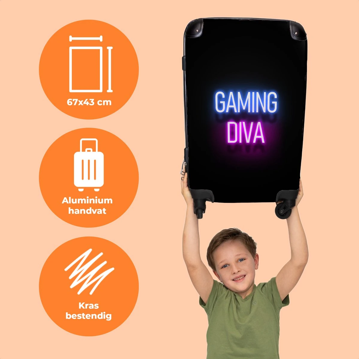 NoBoringSuitcases.com® Koffer groot - Gaming - Quotes - Neon - Gaming diva - Vrouwen - Trolley koffer met TSA-slot - Met wielen - 90 liter - Reiskoffer - 66 cm NoBoringSuitcases.com® Koffer Groot - Gaming - Quotes - Neon - Gaming Diva - Vrouwen - Trolley Koffer Met TSA-slot - Met Wielen - 90 Liter - Reiskoffer - 66 Cm -Optimaal Reisopslag Winkel 1200x1200 891