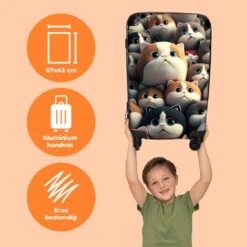 NoBoringSuitcases.com® Koffer Groot - Kat - Huisdieren - Poes - Bruin - Grijs - Trolley Koffer Met TSA-slot - Met Wielen - 90 Liter - Reiskoffer - 66 Cm -Optimaal Reisopslag Winkel 1200x1200 898