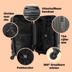 NoBoringSuitcases.com® Koffer Groot - Kat - Huisdieren - Poes - Bruin - Grijs - Trolley Koffer Met TSA-slot - Met Wielen - 90 Liter - Reiskoffer - 66 Cm -Optimaal Reisopslag Winkel 1200x1200 899