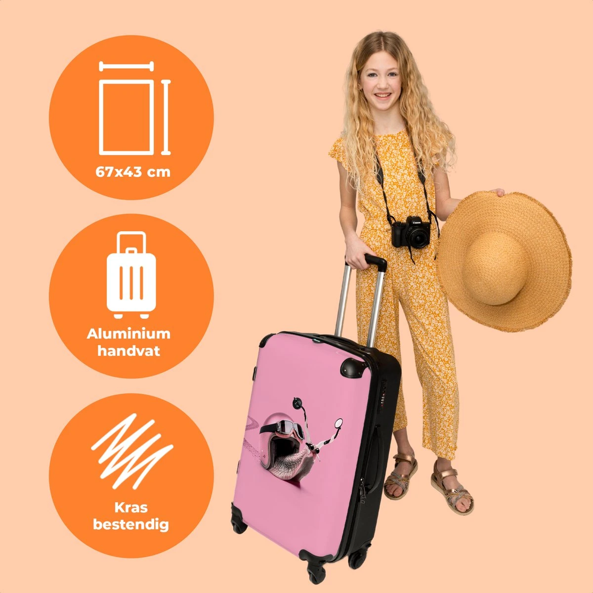 NoBoringSuitcases.com® Koffer groot - Slak - Roze - Meisjes - Racen - Trolley koffer met TSA-slot - Met wielen - 90 liter - Reiskoffer - 66 cm NoBoringSuitcases.com® Koffer Groot - Slak - Roze - Meisjes - Racen - Trolley Koffer Met TSA-slot - Met Wielen - 90 Liter - Reiskoffer - 66 Cm -Optimaal Reisopslag Winkel 1200x1200 905