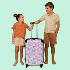NoBoringSuitcases.com® Koffer Groot - Eenhoorn - Meisje - Patroon - Hartje - Trolley Koffer Met TSA-slot - Met Wielen - 90 Liter - Reiskoffer - 66 Cm -Optimaal Reisopslag Winkel 1200x1200 916
