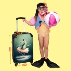 NoBoringSuitcases.com® Koffer Groot - Krokodil - Kroon - Goud - Ballet - Portret - Trolley Koffer Met TSA-slot - Met Wielen - 90 Liter - Reiskoffer - 66 Cm -Optimaal Reisopslag Winkel 1200x1200 937