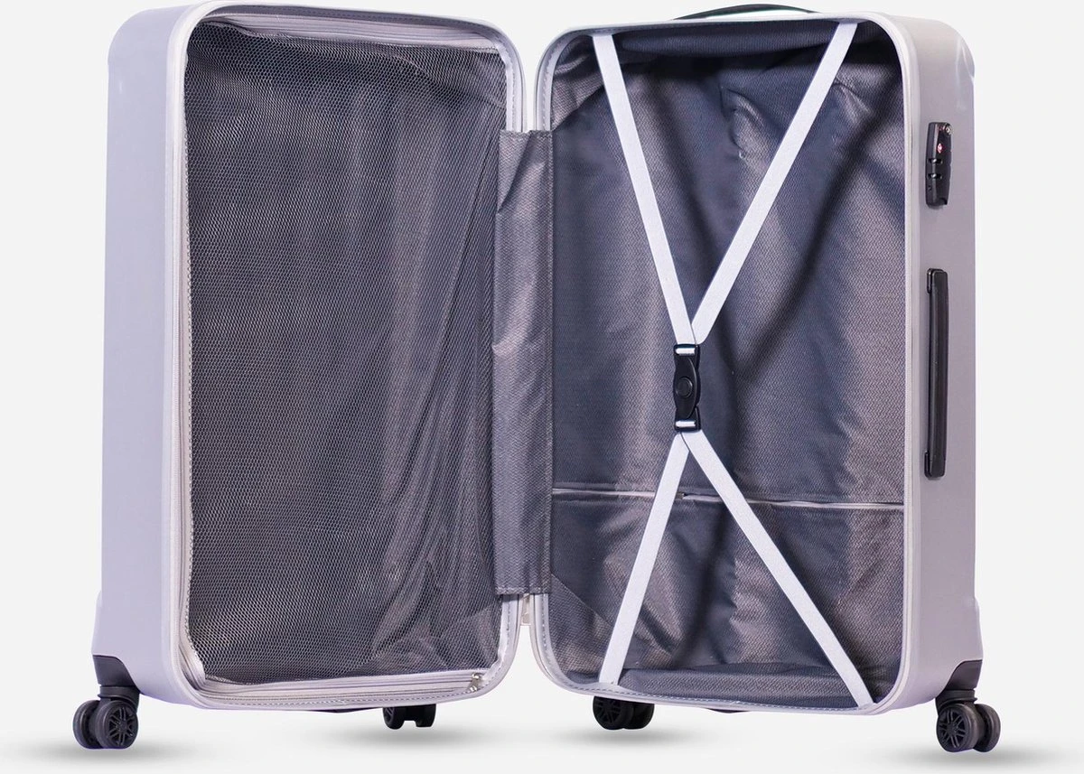 ©TROLLEYZ - Bali No.22 - Reiskoffer 69cm met TSA slot - Dubbele wielen - 360° spinners - 100% ABS - Reiskoffer in Metallic Grey ©TROLLEYZ - Bali No.22 - Reiskoffer 69cm Met TSA Slot - Dubbele Wielen - 360° Spinners - 100% ABS - Reiskoffer In Metallic Grey -Optimaal Reisopslag Winkel