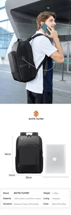 Arctic Hunter Rugtas - Laptop Tas - 15,6 Inch - Waterafstotend - Usb Oplaadstation -Optimaal Reisopslag Winkel 395x1200 2