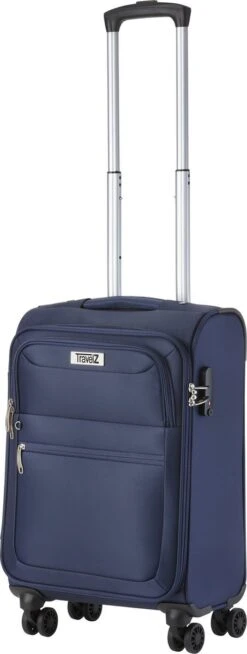 TravelZ Softspinner TSA Handbagagekoffer 55cm - Zachte Reiskoffer Dubbele Wielen – Blauw