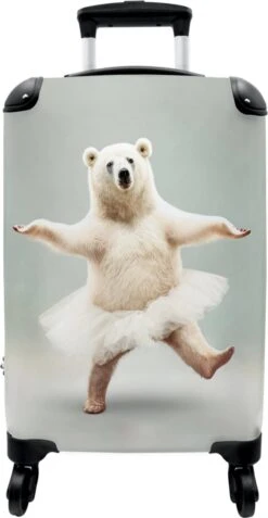 NoBoringSuitcases.com® Koffer - IJsbeer - Rok - Wit - Portret - Dieren - Trolley Op Wieltjes - Reiskoffer - Past Binnen 55x40x20 Cm En 55x35x25 Cm - Fotokoffer -Optimaal Reisopslag Winkel 621x1200 6