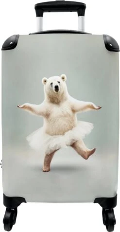 NoBoringSuitcases.com® Koffer - IJsbeer - Rok - Wit - Portret - Dieren - Trolley Op Wieltjes - Reiskoffer - Past Binnen 55x40x20 Cm En 55x35x25 Cm - Fotokoffer -Optimaal Reisopslag Winkel 621x1200 7