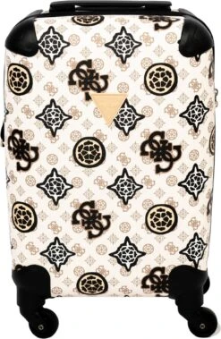 Guess House Party 18 In 4 Wheeler Dames Reiskoffer - Cream Multi Logo -Optimaal Reisopslag Winkel 782x1200 1