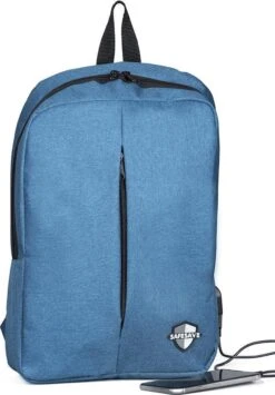 SafeSave Rugtas – Waterafstotende Schooltas Met Laptop Vak En Usb Aansluiting – Schoudertas – 15.6 Inch – Lichtblauw -Optimaal Reisopslag Winkel 836x1200 4