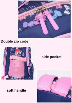 STIJLVOLLE GROTE CAPACITEIT GRAPPIGE ROZE TIENER BOEKENTAS LAPTOP,SCHOOLTAS RUGZAK VOOR VROUW MEISJE ( ROZE PAARS ) -Optimaal Reisopslag Winkel 842x1200 8