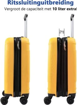 CabinMax Velocity Handbagage Koffer - Uitbreidbaar Trolley 44L - Harde Reiskoffer - 55x40x20/25 Cm - Lichtgewicht - Groot Capaciteit - Geel -Optimaal Reisopslag Winkel 880x1200