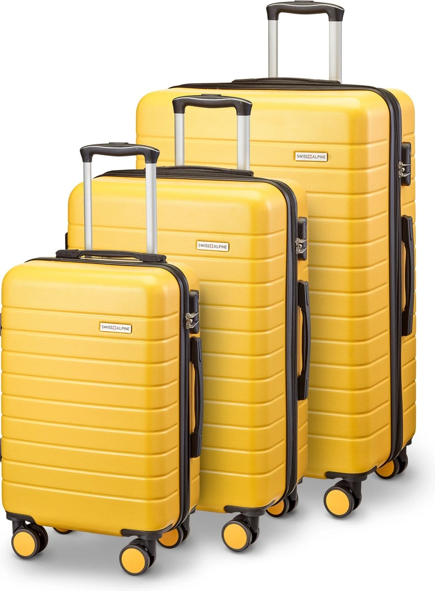 Swiss Alpine 2.0 - Kofferset - 3-delig - 4 Wielen - TSA-cijferslot - Geel Swiss Alpine 2.0 - Kofferset - 3-delig - 4 Wielen - TSA-cijferslot - Geel -Optimaal Reisopslag Winkel