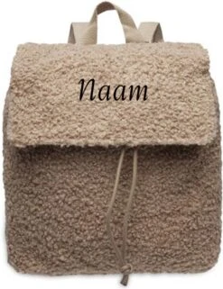Jollein Rugtas Biscuit Met Naam | Teddy Rugzak Geborduurd Met Naam | Gepersonaliseerd Cadeau