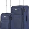 TravelZ Softspinner TSA Kofferset - 2-delig Handbagage + Grote Koffer 77cm - Dubbele Wielen - Blauw