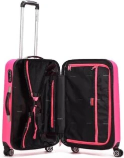 Decent Handbagage Koffer / Trolley / Reiskoffer - 50 Cm - 32 Liter - ABS - Neon-Fix - Roze -Optimaal Reisopslag Winkel 941x1200