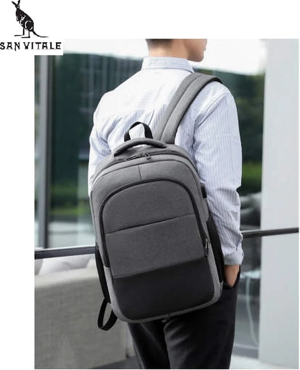 San Vitale® - Rugzak 2.0 met USB poort - Schooltas - 16 inch Laptop Rugtas - Dames/Heren - 30L - Waterafstotend - Grijs San Vitale® - Rugzak 2.0 Met USB Poort - Schooltas - 16 Inch Laptop Rugtas - Dames/Heren - 30L - Waterafstotend - Grijs -Optimaal Reisopslag Winkel 972x1200 9