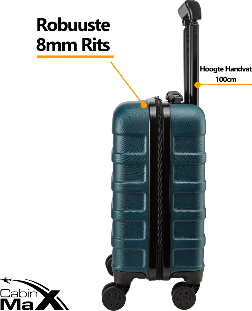 CabinMax Handbagage Koffer - Trolley 30L - Harde Reiskoffer - 45x36x20cm - Lichtgewicht - Groot Capaciteit - Endless Sea CabinMax Handbagage Koffer - Trolley 30L - Harde Reiskoffer - 45x36x20cm - Lichtgewicht - Groot Capaciteit - Endless Sea -Optimaal Reisopslag Winkel 974x1200 2