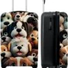NoBoringSuitcases.com® Koffer - Hond - Dieren - Design - Bruin - Trolley Op Wieltjes - Handbagagekoffer - Past Binnen 55x40x20 Cm En 55x35x25 Cm - Reiskoffers - Fotokoffer