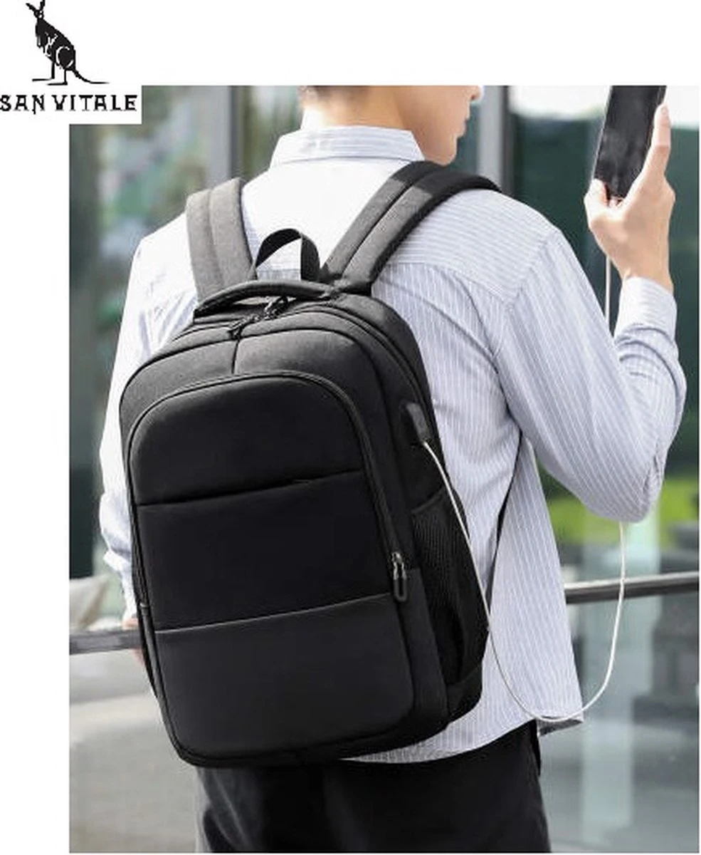 San Vitale® - Rugzak 2.0 met USB poort - Schooltas - 16 inch Laptop Rugtas - Dames/Heren - 30L - Waterafstotend - Grijs San Vitale® - Rugzak 2.0 Met USB Poort - Schooltas - 16 Inch Laptop Rugtas - Dames/Heren - 30L - Waterafstotend - Grijs -Optimaal Reisopslag Winkel 985x1200 12